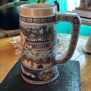 Vintage Steamboat Ceramic Beer Stein